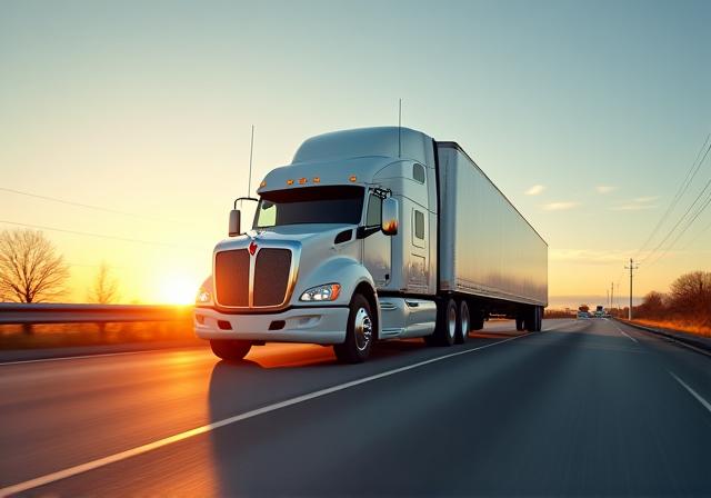 Modern Harris Moving freight truck on a New York highway
