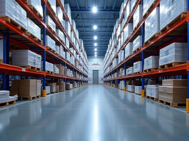 Neatly stacked pallets in a professional New York warehouse facility